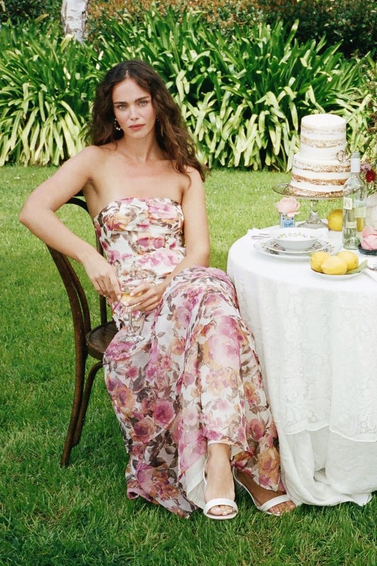 Fleur of Dreams Ivory and Pink Floral Print Organza Maxi Dress - Summer Wedding Guest Dress | Lulus (US)