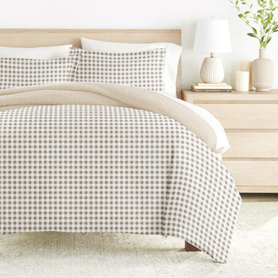 Gingham Check Pattern 3-Piece Reversible Duvet Cover Set | Linens and Hutch