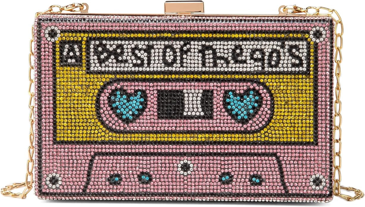 Women Retro Radio Shape Crossbody Bag Rhinestone Metal Vintage Evening Clutch Purses | Amazon (US)