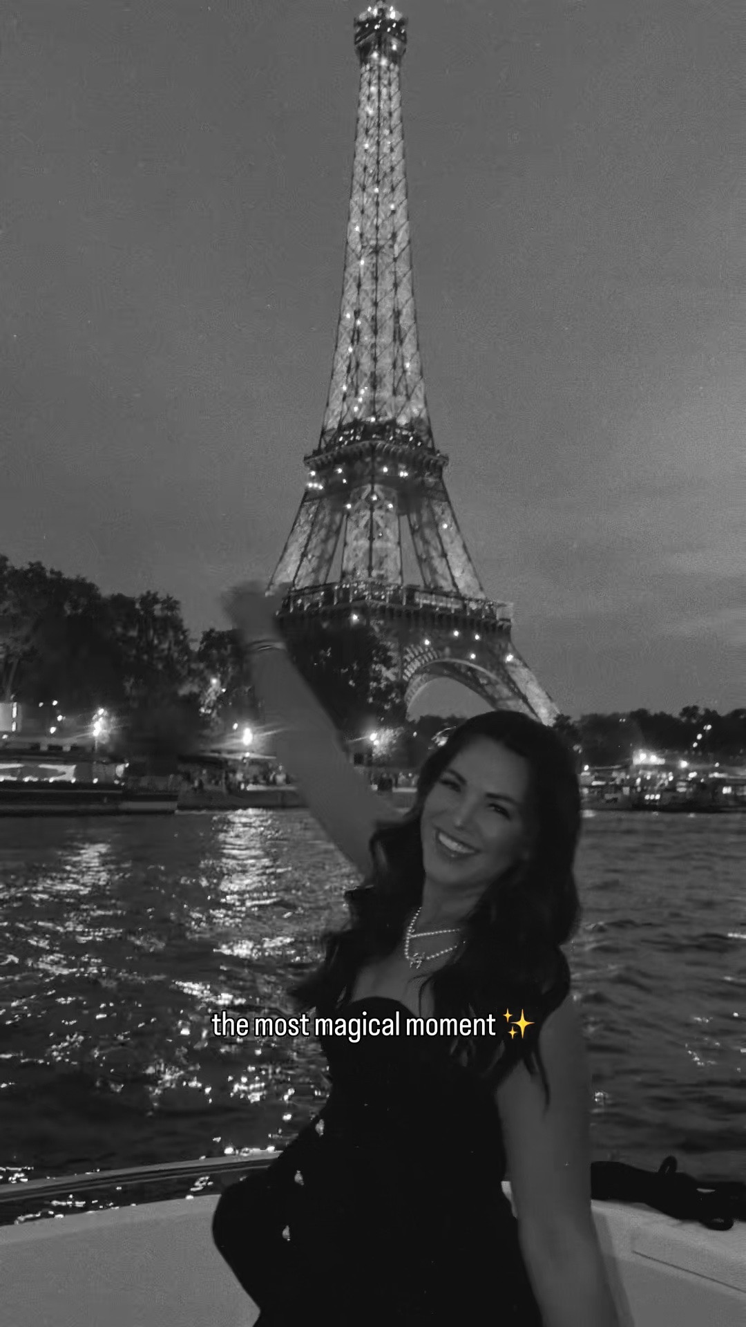 curvy midsize formal look for a private river cruise on the Seine! wearing size 10 in black and white floor length dress 🤍🖤 love the pearl details! added red accessories