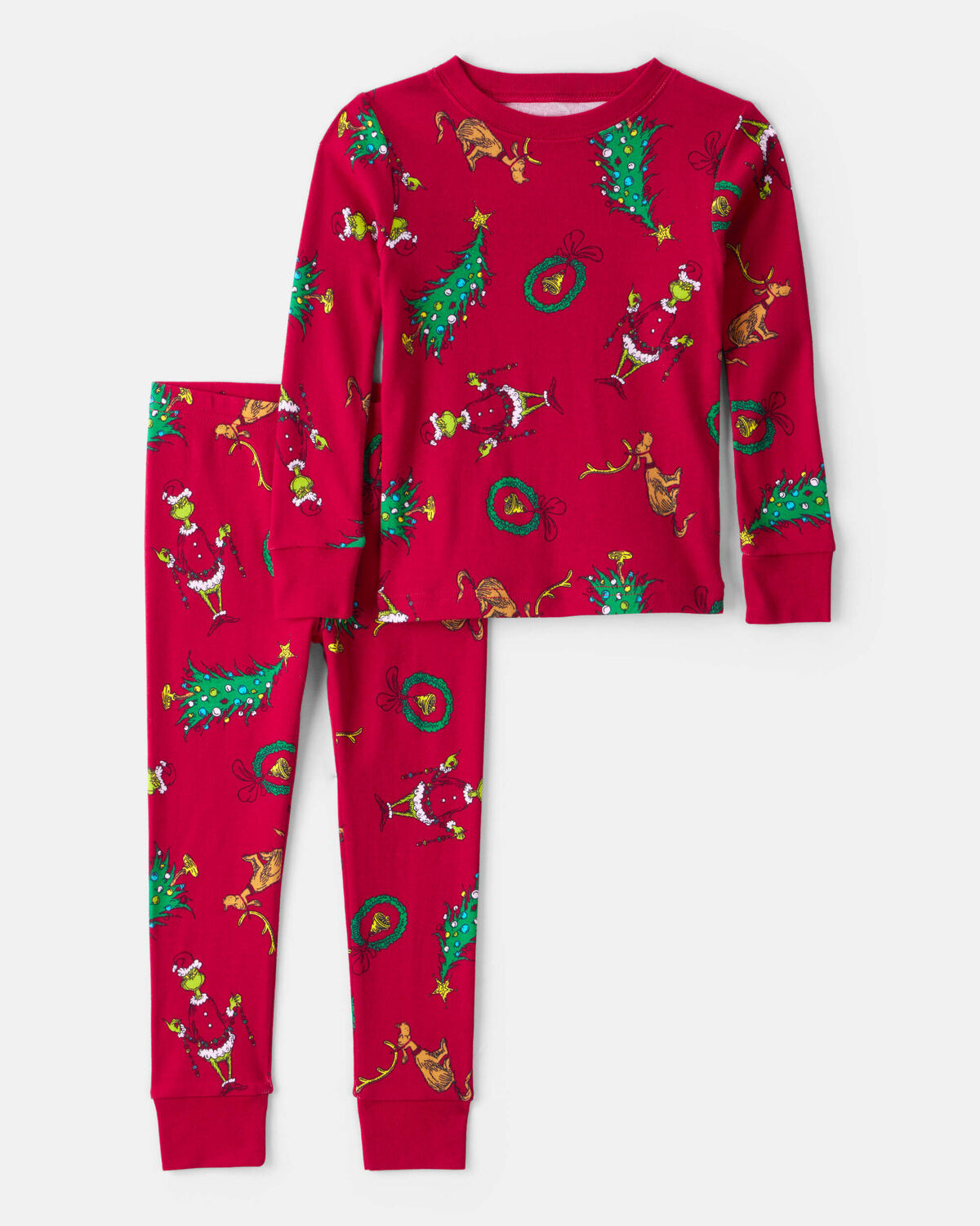 Toddler Dr. Seuss™ The Grinch Print 100% Cotton Long-Sleeve Snug Fit 2-Piece Pajamas - Red | Carter's Inc