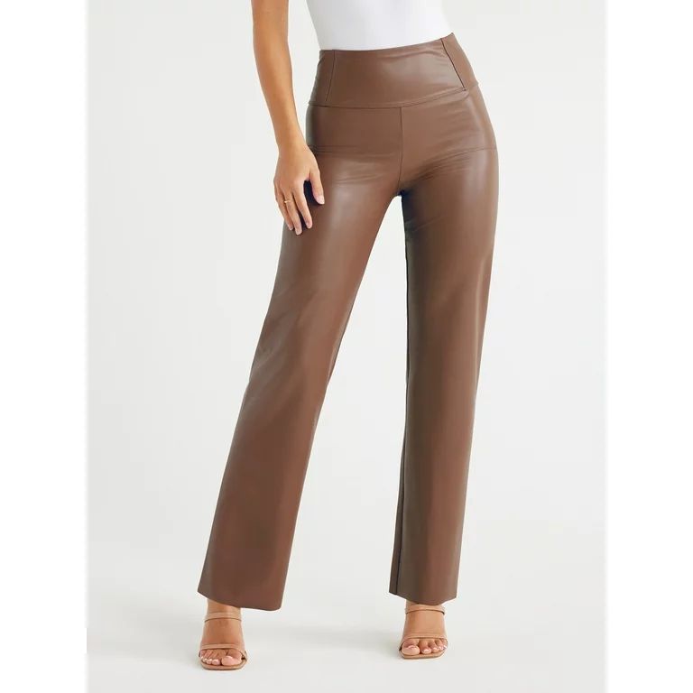 Sofia Jeans Women's Faux Leather Bootcut Pants, 32.5" Inseam, Sizes XS-2XL - Walmart.com | Walmart (US)