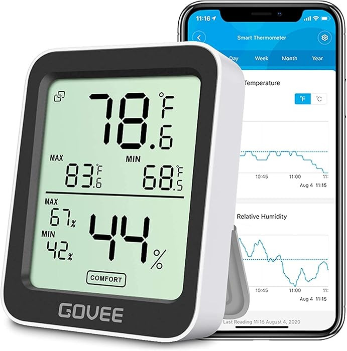 Govee Digital Hygrometer Indoor Thermometer Room H5075, Bluetooth Temperature Humidity Meter with... | Amazon (US)