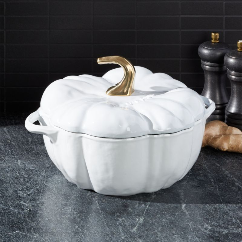 Staub 3.5-qt White Pumpkin Cocotte + Reviews | Crate and Barrel | Crate & Barrel