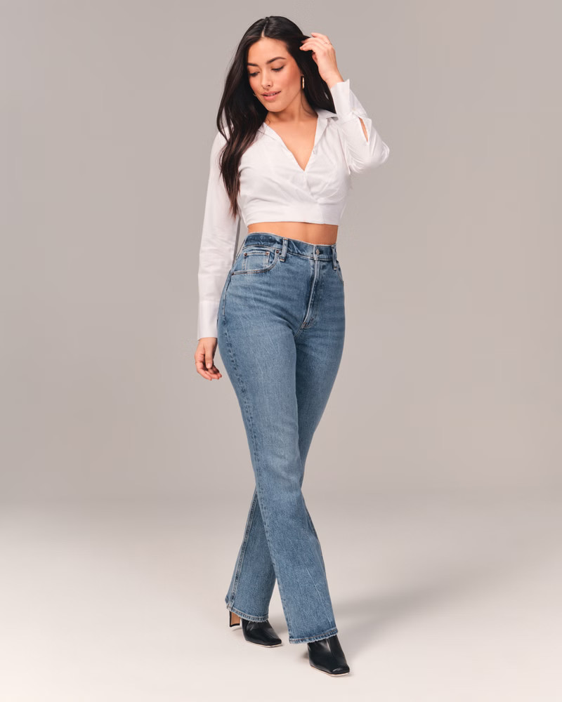 Women's Curve Love Ultra High Rise Vintage Flare Jeans | Women's Clearance | Abercrombie.com | Abercrombie & Fitch (US)