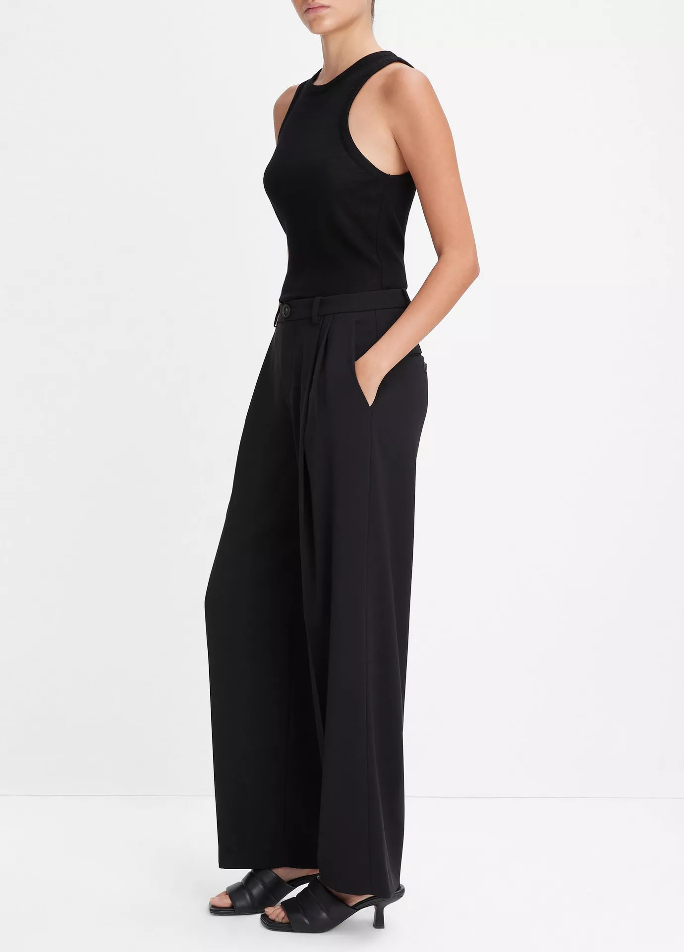 Drop-Waist Pleated Crepe Trouser | Vince LLC