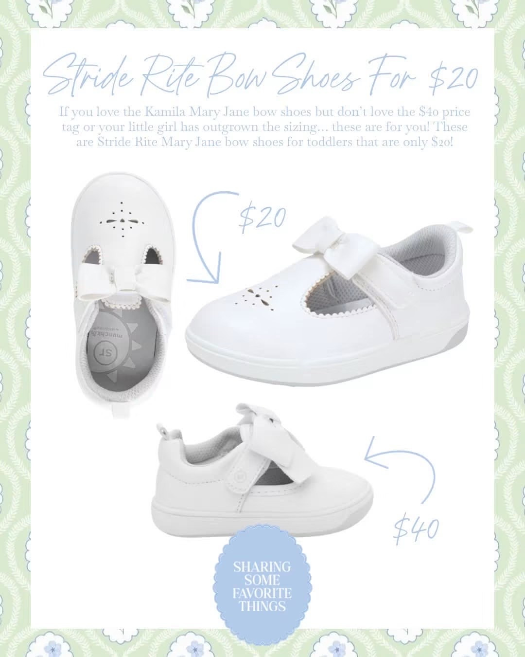 If you love the Stride Rite Kamila Mary Jane bow shoes but don’t love the $40 price tag — or your little girl has outgrown the sizing — these are for you 🤍🎀

Meet the Stride Rite Mary Jane bow shoes for toddlers 👟
✨ Only $20 — half the price of Kamila 🎉
✨ Classic, sweet bow look
✨ Available in sizes 7T–12T

Kamila only goes up to size 6, so once your little one sizes out, this is the perfect next option that still gives that timeless, girly Mary Jane vibe — without doubling the price 🫶🏼

Affordable, adorable, and mama-approved 💕
Such a good find for everyday wear, church, school, or any occasion 🎀

#kidsshoes #shoes #toddlershoes #babyshoes #kids #kid #kidsstyle #kidstyle #kidsclothes #kidsfashion #kidsoutfits #toddlers #toddler #toddlerstyle #toddlersstyle #toddlerclothes #toddleroutfits #toddlerfashion #baby #babyclothes #babystyle #babyfashion #girl #girlclothes #girlstyle #bows #grandmillenial #grandmillenialstyle #preppy #preppystyle #classic #classicstyle #striderite #sale #salealert #majorsale #deal #dealoftheday

#LTKKids #LTKSaleAlert #LTKSeasonal

#LTKBaby #LTKKids #LTKSeasonal