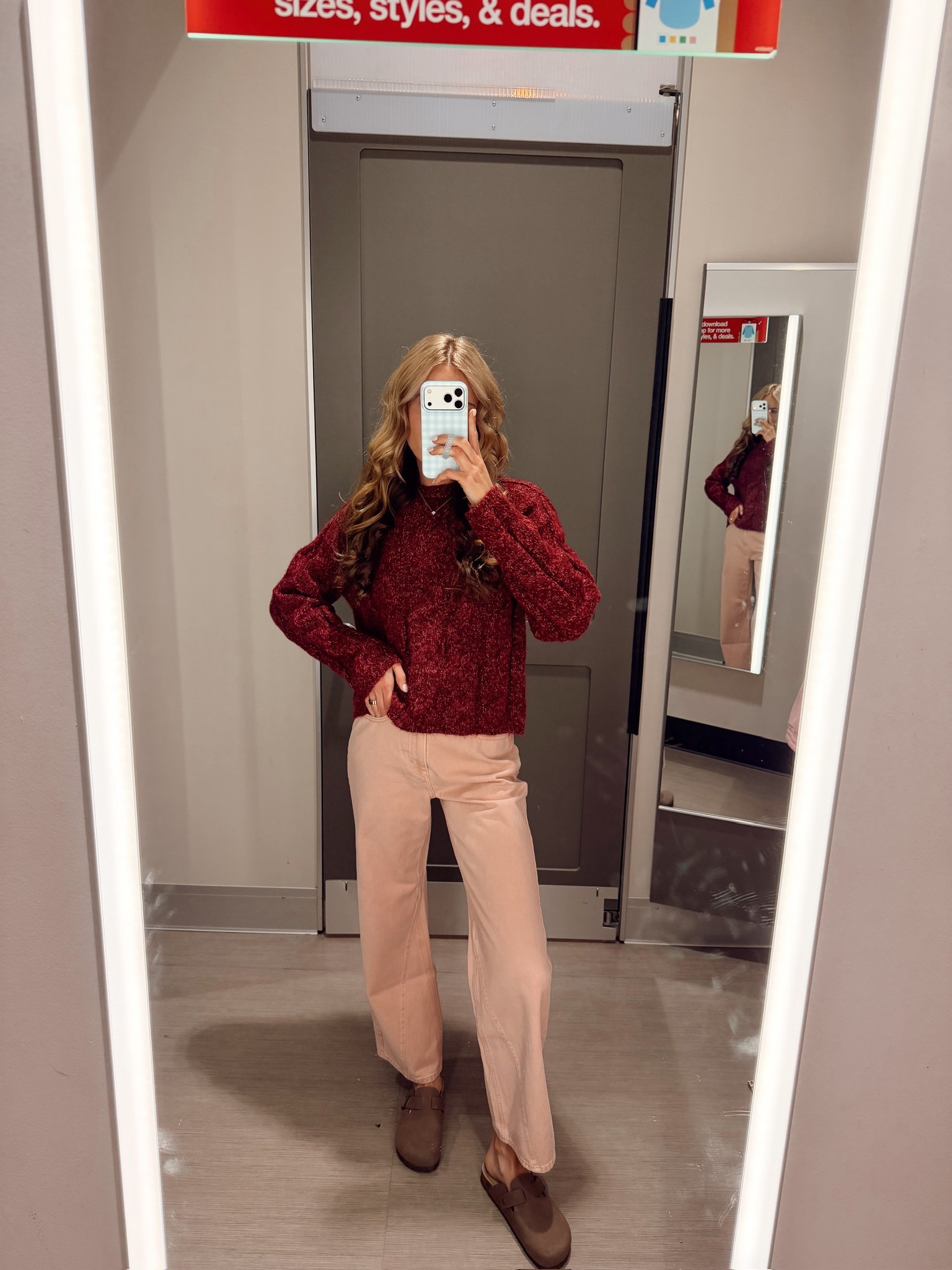 @Target This burgundy knit sweater is such a good rich fall color, paired with blush wide-leg jeans.

True to size. Linked below!

#LTKootd #LTKSeasonal #LTKWorkwear