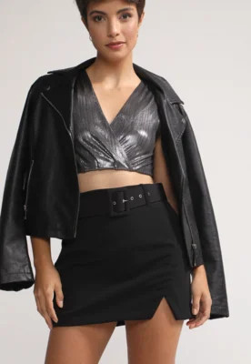 Saia Colcci Curta Fenda com Cinto Preta | Dafiti (BR)