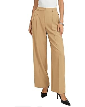 GRACE KARIN Work Pants Women, Wide Leg High Waisted Wrinkle Free Trousers Slacks with Pockets, Bu... | Amazon (US)