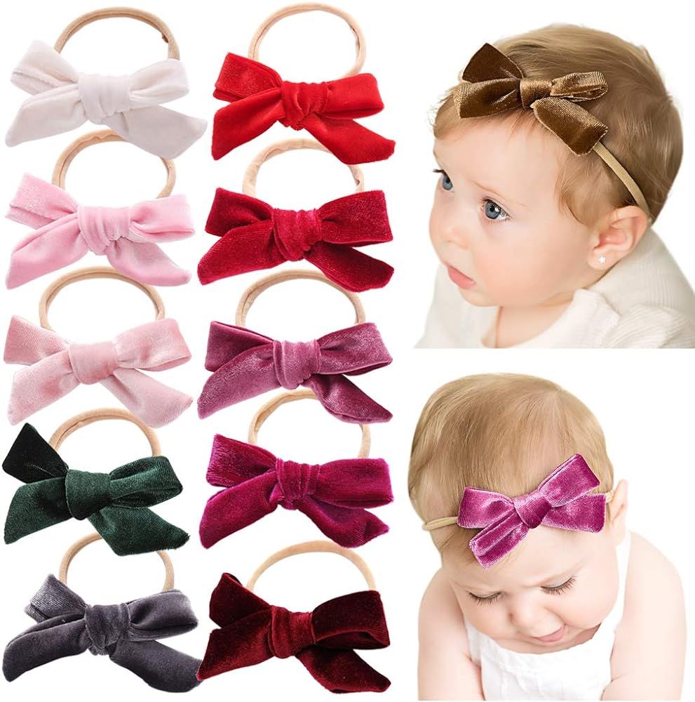 Baby Girl Headbands Newborn Infant Toddler Knotted Hairbands Bows Elastic Soft Floral Hair Band (... | Amazon (US)