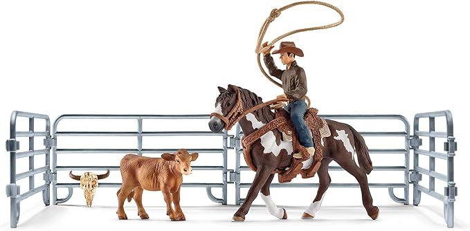 Schleich Farm World, Rodeo Toys for Kids, Team Roping with Cowboy, Cow, and Horse, 11-piece set, ... | Amazon (US)
