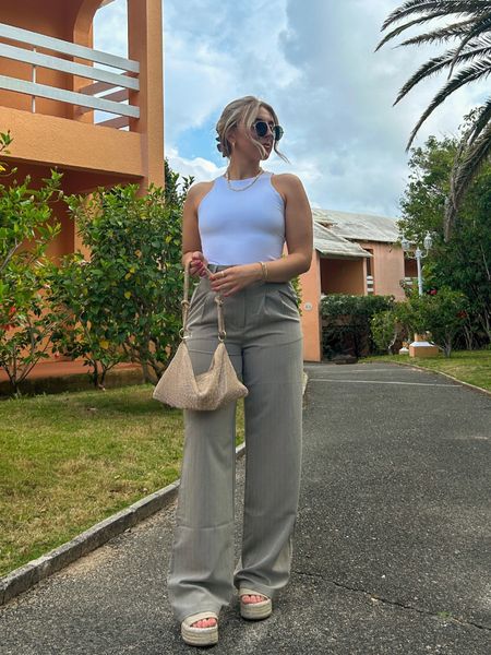 Summer casual night out, tailored trousers outfit, Amazon bodysuit, skims dupe, espadrille sandals for summer, summer casual cute inspo

#LTKunder100 #LTKshoecrush #LTKSeasonal