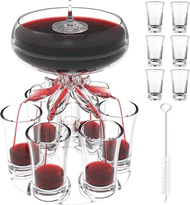 6 Shot Glass Dispenser and Holder, Dispensers For Filling Liquids Multiple 6 Shot Glass, Acrylic ... | Amazon (US)