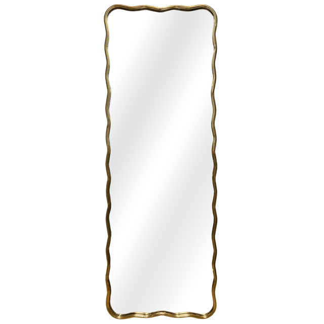 24" x 66" Wavy Electroplated Gold Metal Frame Floor Mirror | Walmart (US)