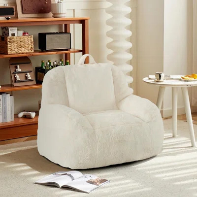 Giant Bean Bag Chair, Faux Fur Stuffed Bean Bag Couch with Filler, Bean Bag Chair for Adults, Big Lazy Sofa Floor Sofa with Handle, Large Living Bean | Wayfair North America