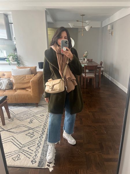 Faux fur coat - old linking similar. Madewell wide leg slim crop. High top converse. Mmlafleur long sleeve - the best long sleeves for layering. Coach tabby. Casual outfits for winter  

#LTKfindsunder100 #LTKstyletip #LTKHoliday