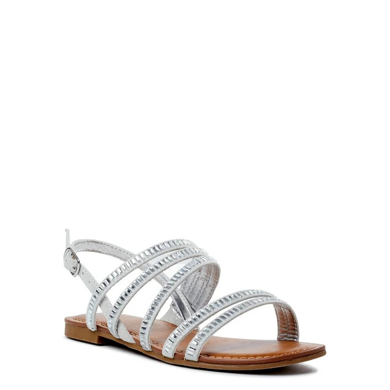 Wonder Nation Little & Big Girls Rhinestone Sandal, Sizes 13-5 | Walmart (US)