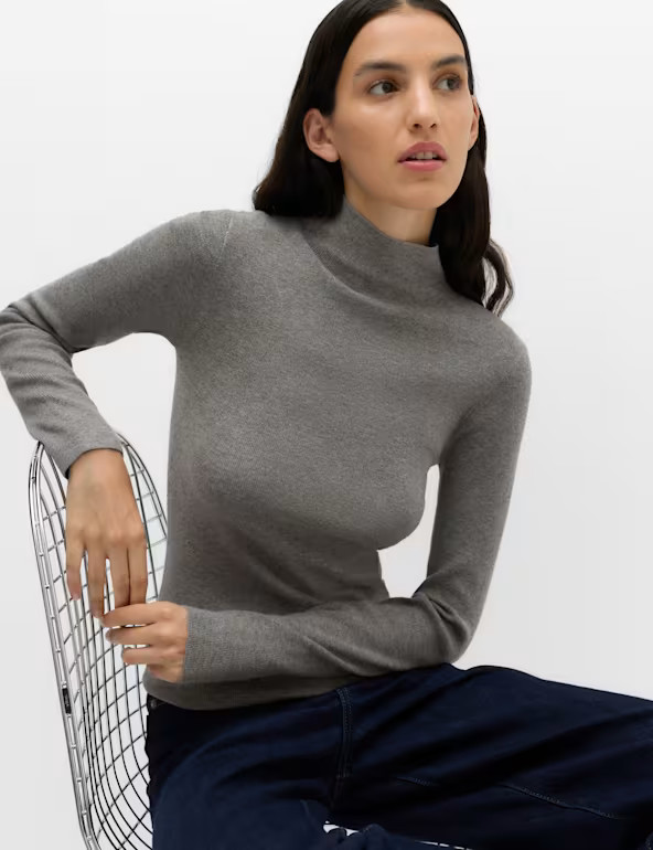 Funnel Neck Fitted Knitted Top With Wool | Marks & Spencer (UK)