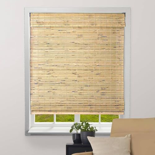 ARLO BLINDS Sheer Bamboo Roman Shades with Valance - Petite Rustique, 35.5"W x 60"H - Light Filtering Cordless Blinds For Interior Windows - Real Natural Bamboo Material - Mounting Hardware Included | Amazon (US)