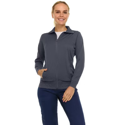 MediChic Scrub Jackets for Woman, Zip Front Nurse Jacket, 4-Way Stretch Fabric Warm Up Coat Pewter Medium | Target