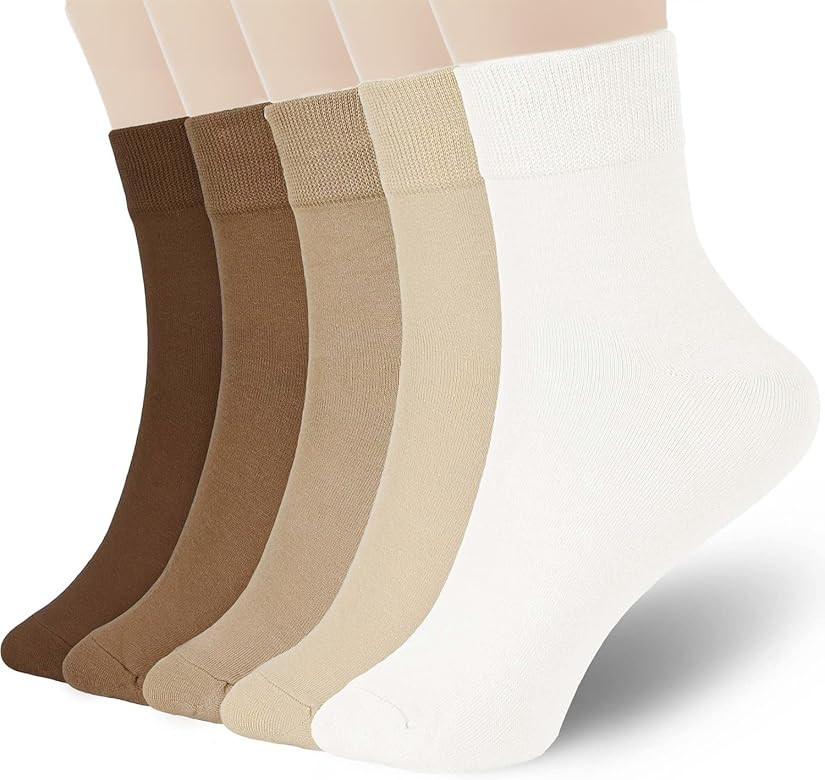 FGZ Women Thin Cotton Socks, Soft Cotton Bootie Socks Women Above Ankle Crew Socks 5 Pairs | Amazon (US)