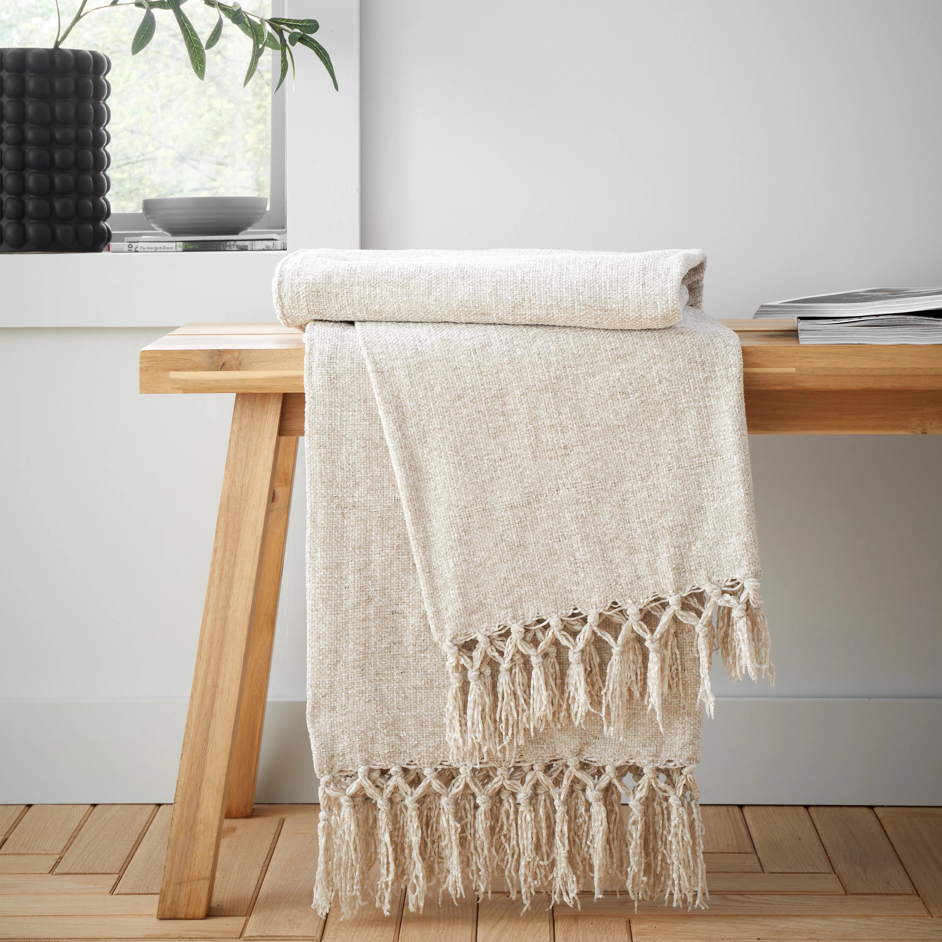 Wilson Plain Chenille Blanket Throw | Wayfair UK