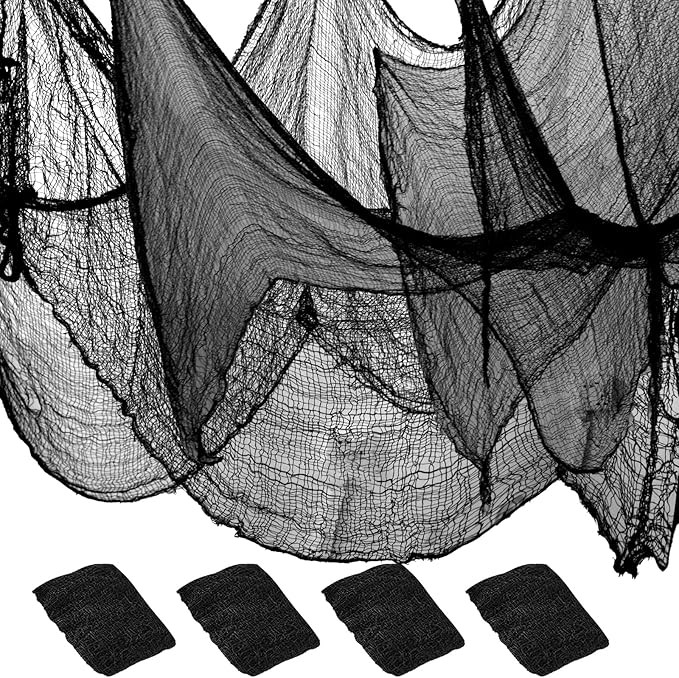 NEBURORA Halloween Creepy Cloth 4pcs Black Spooky Gauze 72 x 30inch Halloween Party Supplies Indo... | Amazon (US)
