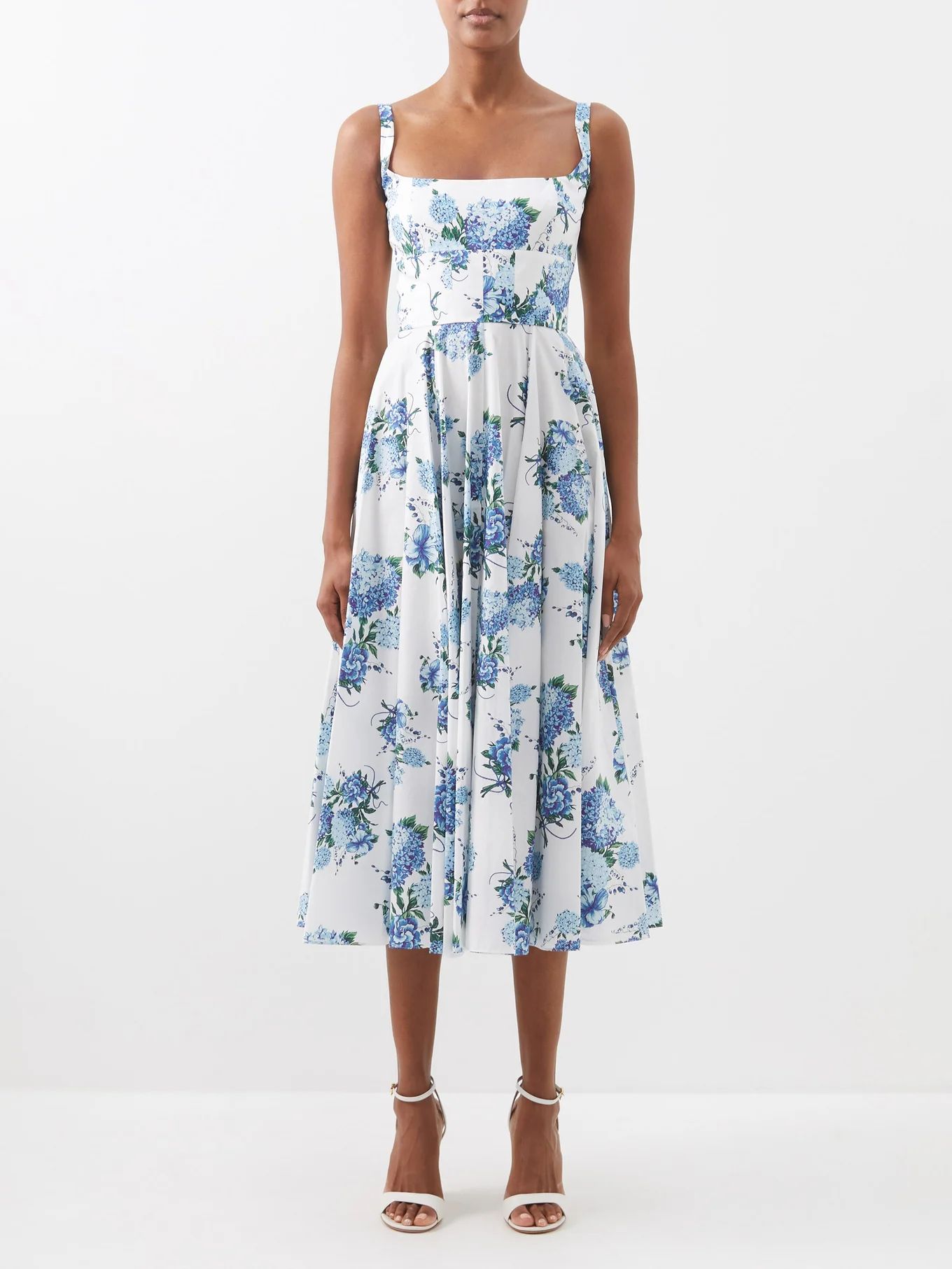 Mona square-neck floral-print cotton midi dress | Emilia Wickstead | Matches (US)