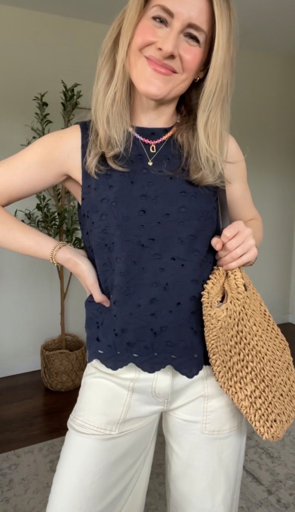 Cotton eyelet top. Lined. Several colors. No stretch. I’m in my usual size small here. #walmartfashion 

#LTKOver40