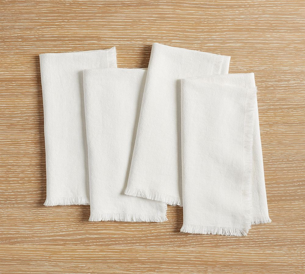 Frayed Oversized Linen Napkins - Set of 4 | Pottery Barn CA
