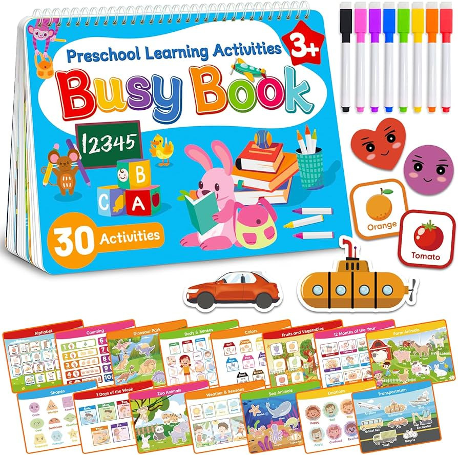 Busy Book for Toddlers - Preschool Learning Activities, Tracing Coloring Activity Books for Kids ... | Amazon (US)
