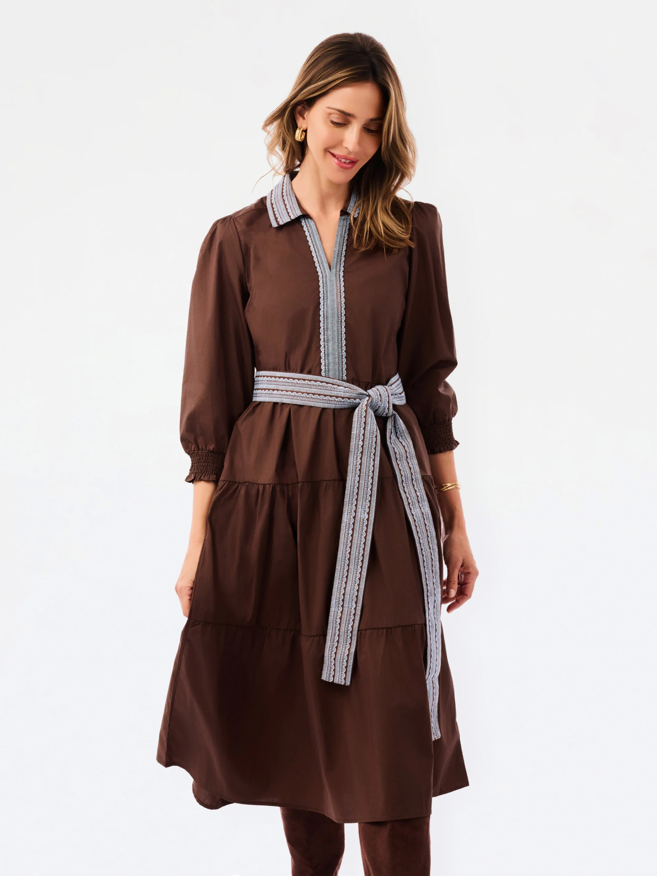Eleanor Embroidered Dress | Aven Vines Espresso | Mary Square