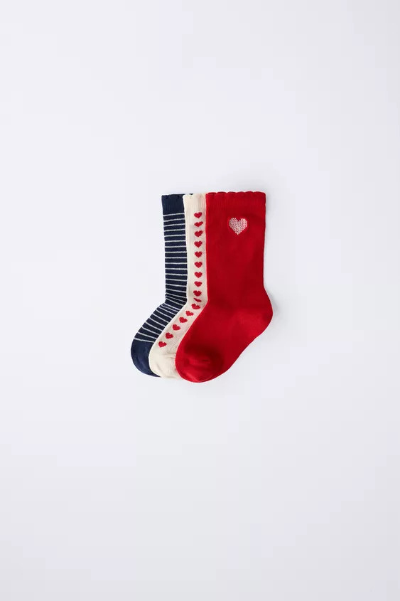 3-PACK OF STRIPED AND HEART SOCKS | Zara UK