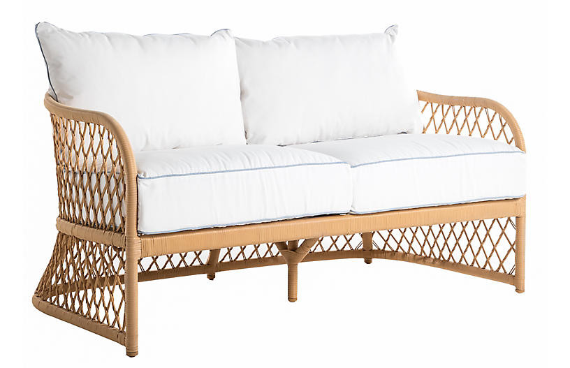 Carmel Loveseat White/Chambray | One Kings Lane