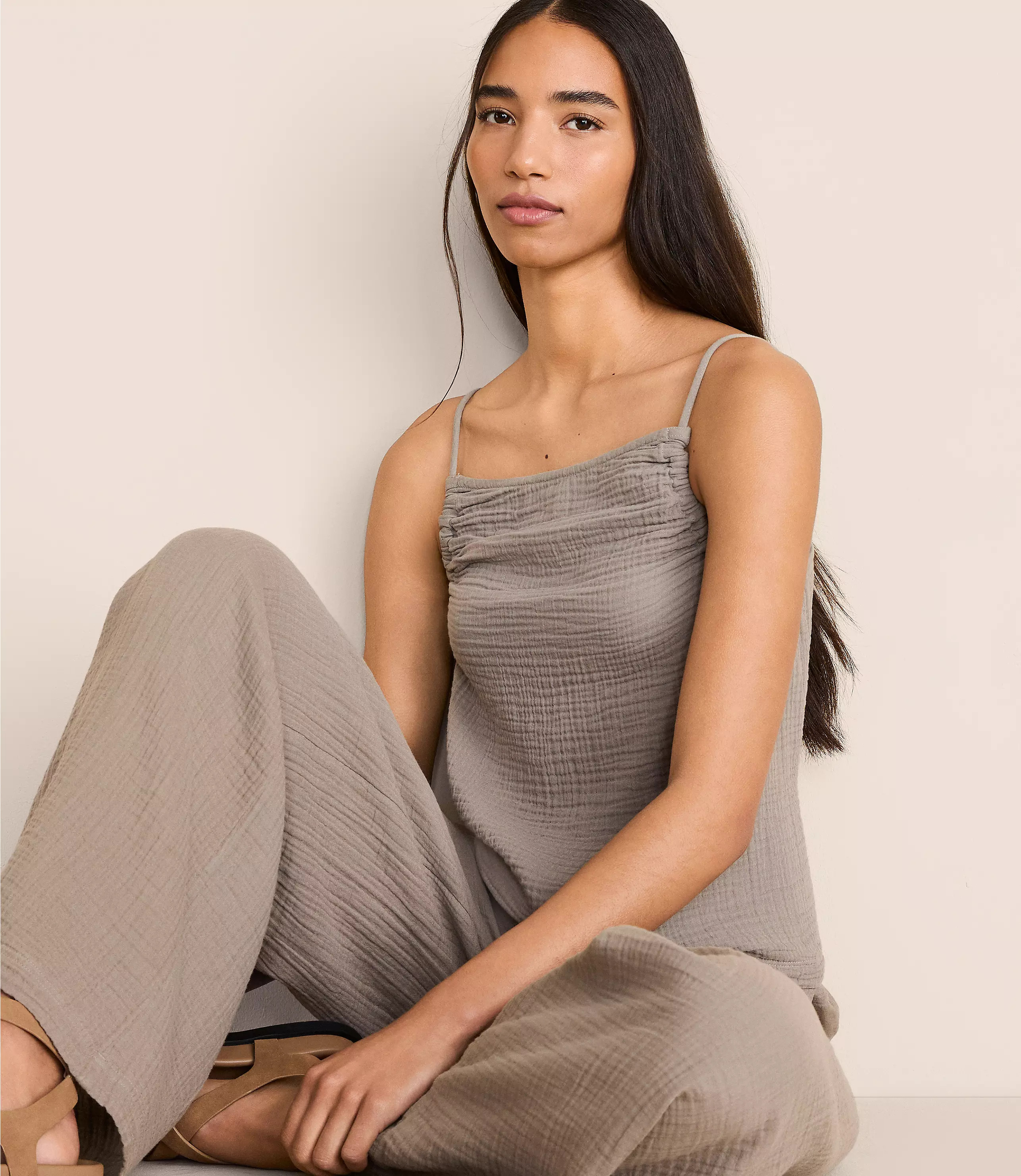 Lou & Grey Ruched Triple Cloth Tank Top | LOFT