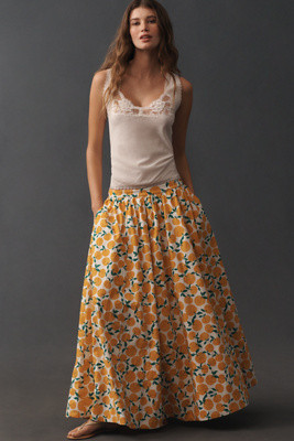 The Jacie Poplin Printed Maxi Skirt by Maeve | Anthropologie (US)