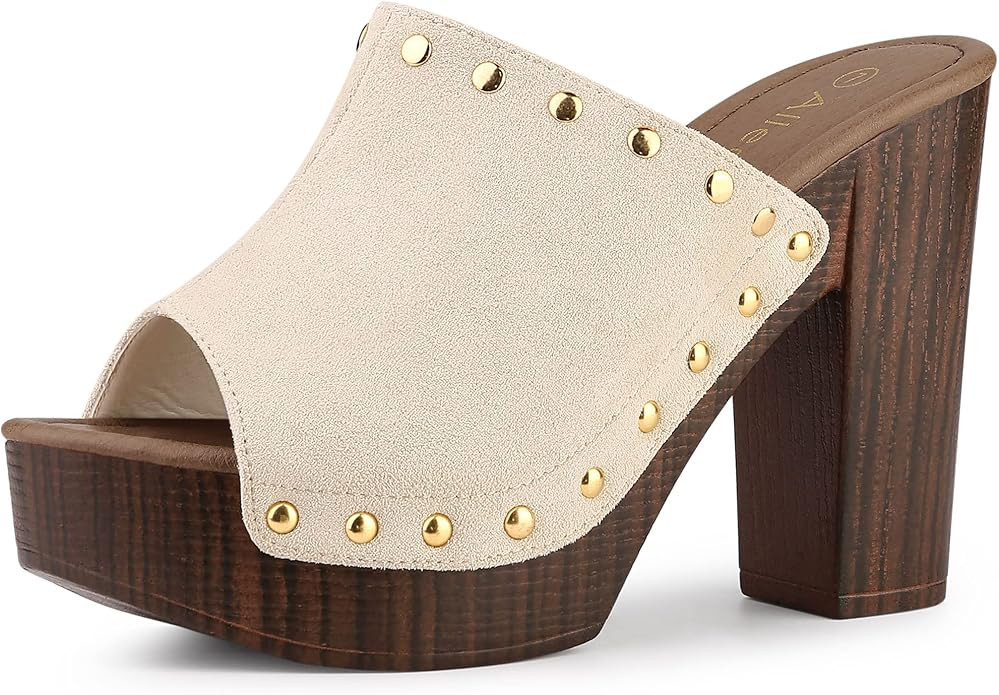 Allegra K Women's Open Toe Platform Block Heel Slides Sandals | Amazon (US)