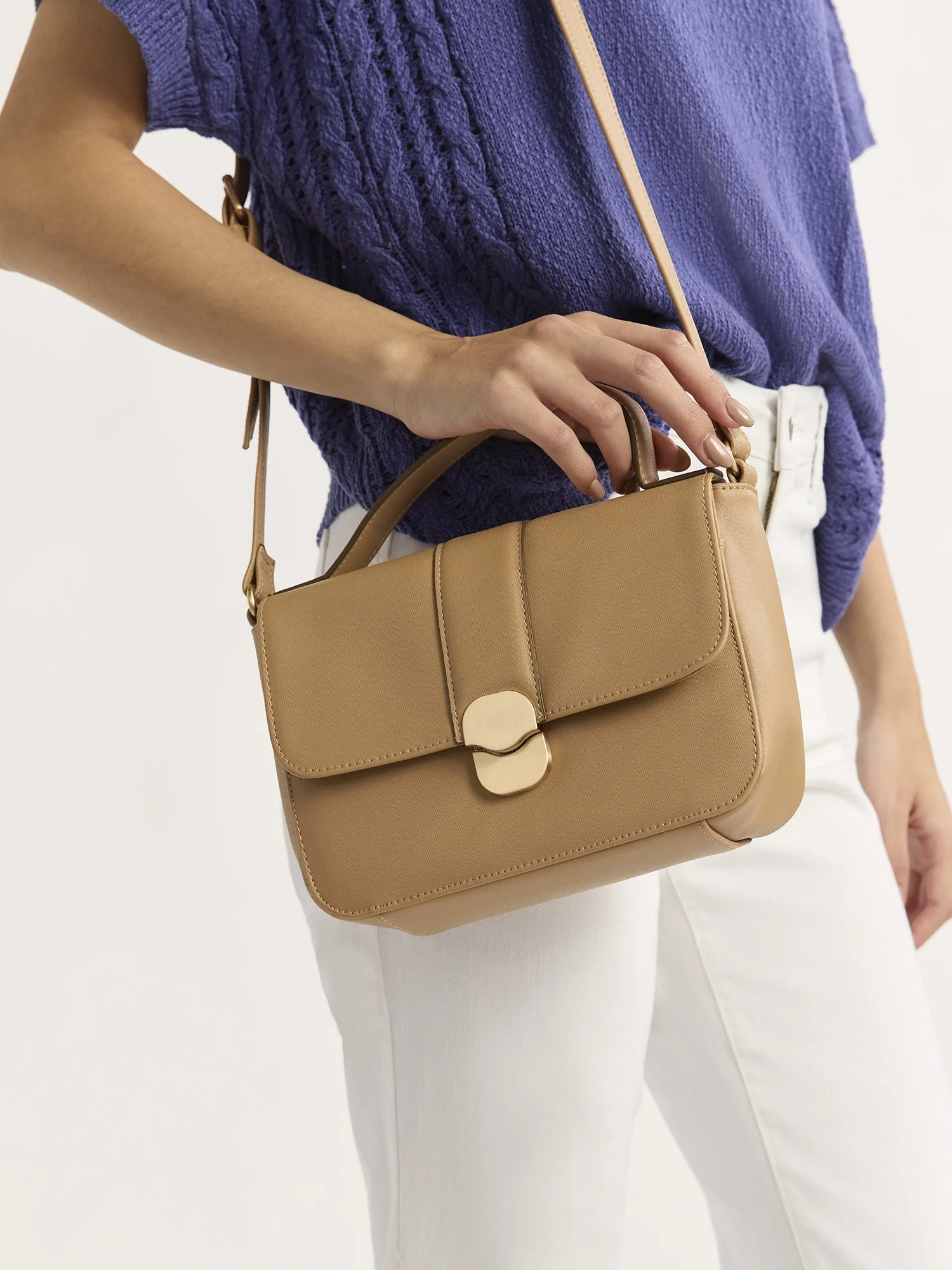 Time and Tru Women's Vida Crossbody Bag, Mocha Splash | Walmart (US)