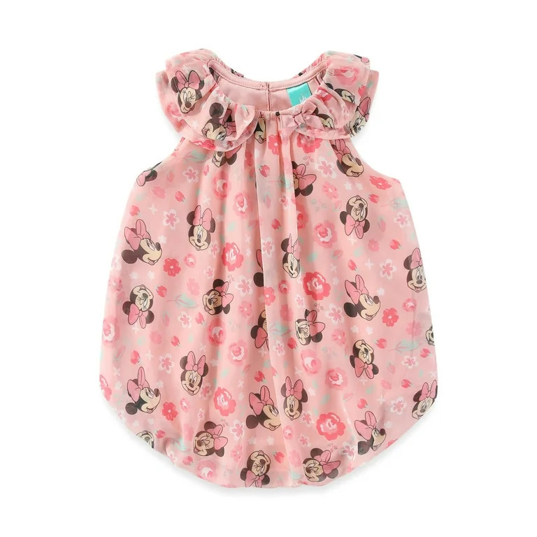 Disney Minnie Mouse All Over Print Chiffon Bubble Romper (Baby Girls), Sizes 3M-9M | Walmart (US)
