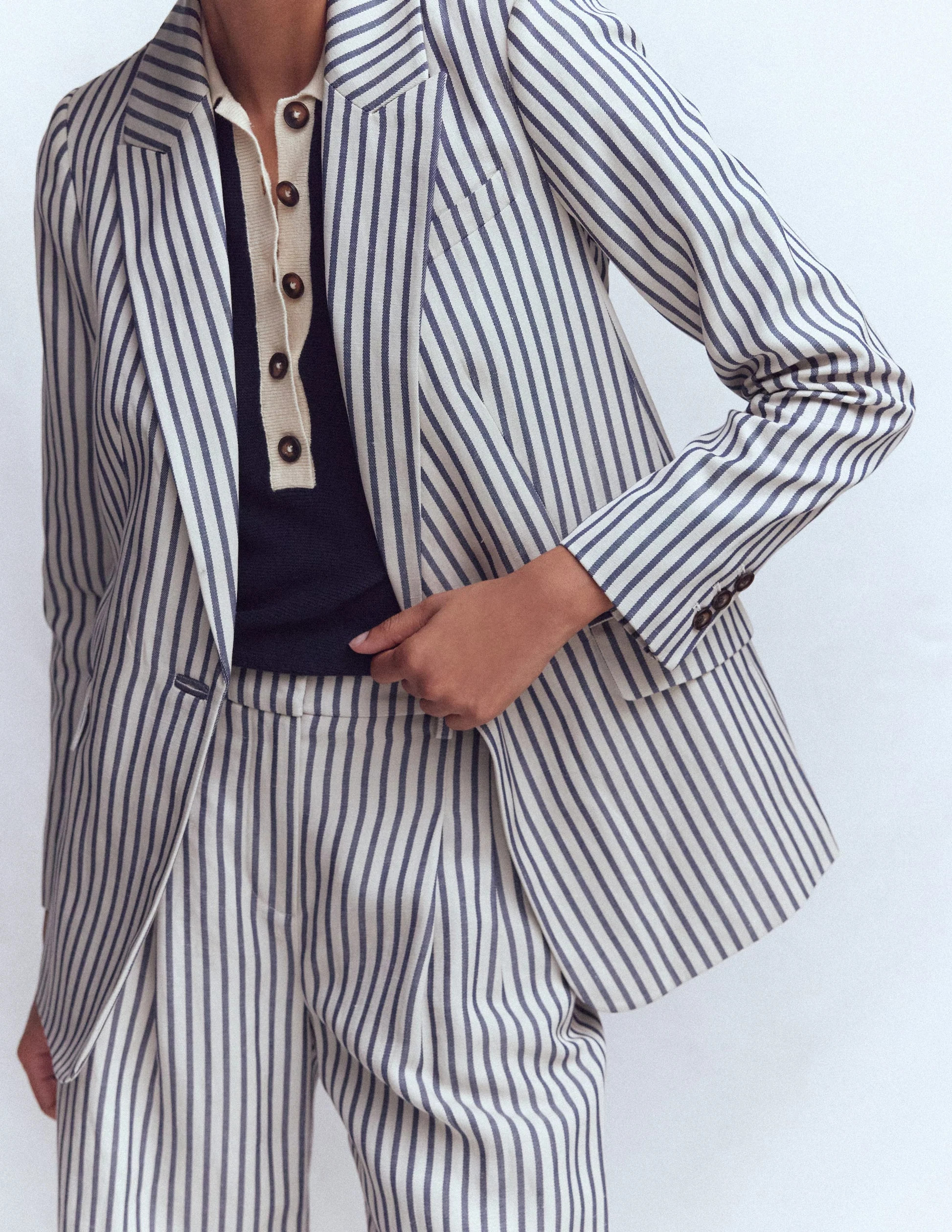 Woodbridge Lockerer Blazer-Blau und Naturwei\u00df Gestreift | Boden DE