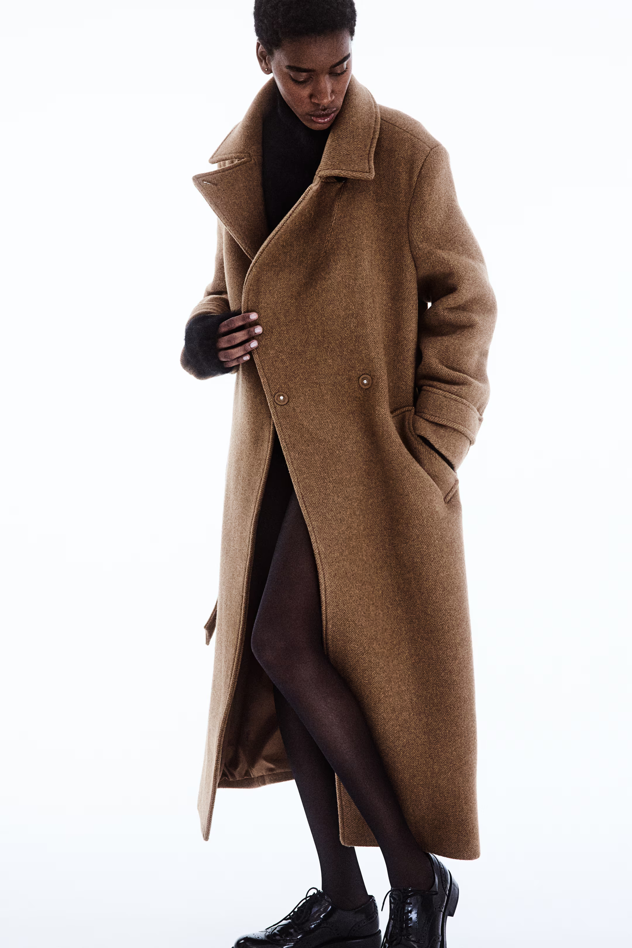 Wool-blend tie-belt coat - Brown - Ladies | H&M GB | H&M (UK, MY, IN, SG, PH, TW, HK)