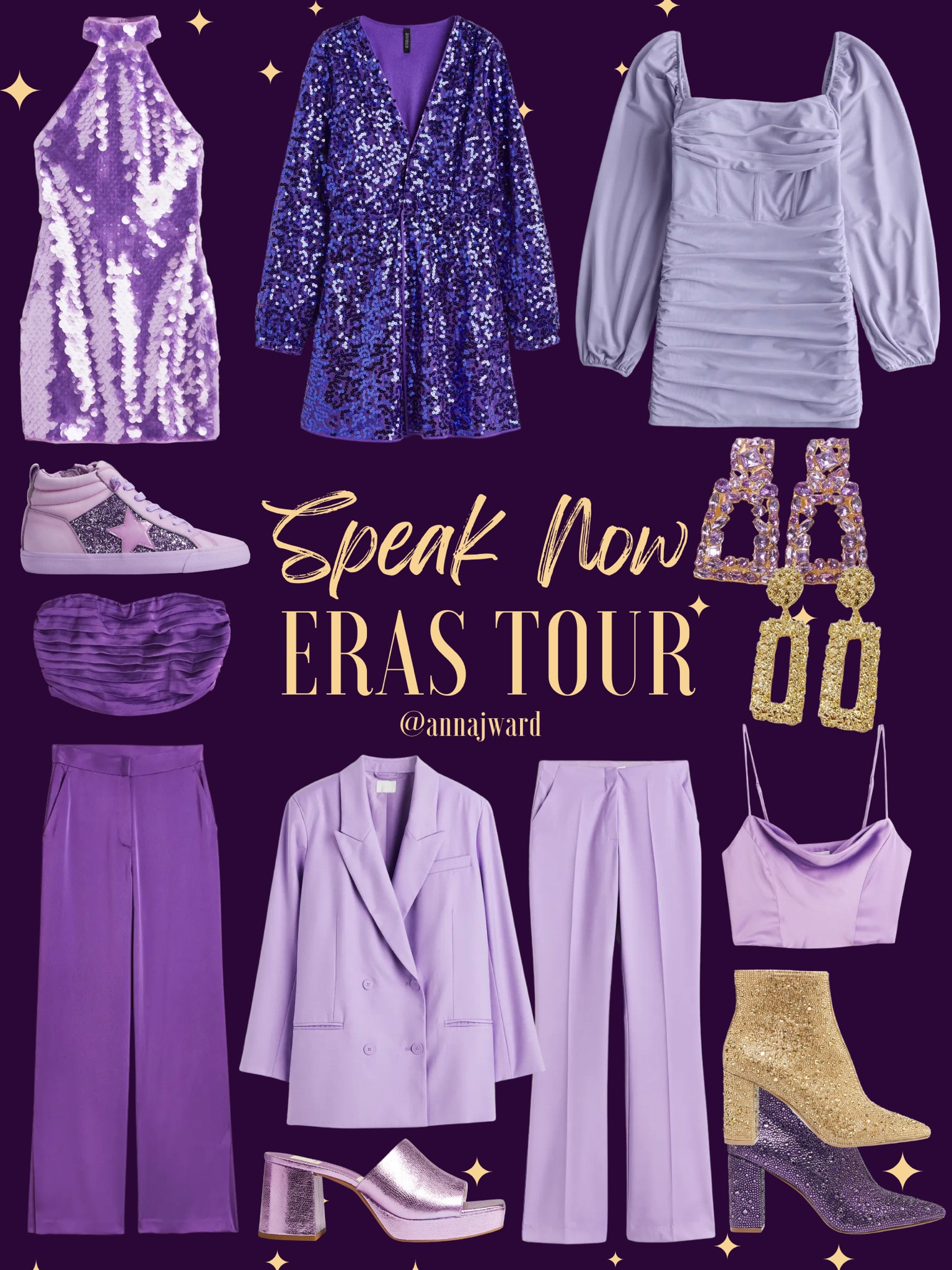 Taylor Swift concert ideas. Taylor Swift Eras Tour concert outfit ideas. Speak Now outfits Taylor’s Eras Tour. Speak Now Eras Tour Outfits. Speak Now album by Taylor Swift. #TaylorSwift #SpeakNowAlbum #SpeakNowTaylorSwift #ErasTour #ConcertOutfits sequins. Gold. Purple. Metallic. Sparkles

#LTKstyletip #LTKshoecrush #LTKFind