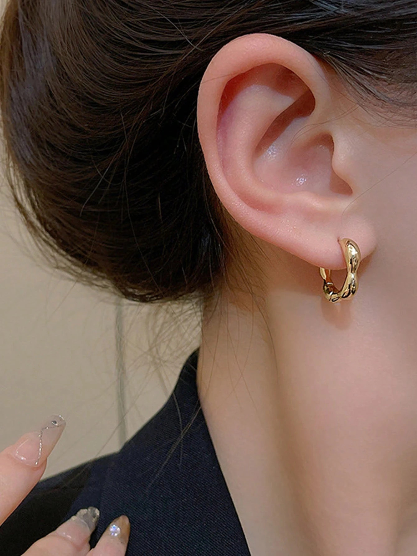 1pair Geometric Circle Design Personality Trendy Hoop Earrings For All Occasions | SHEIN