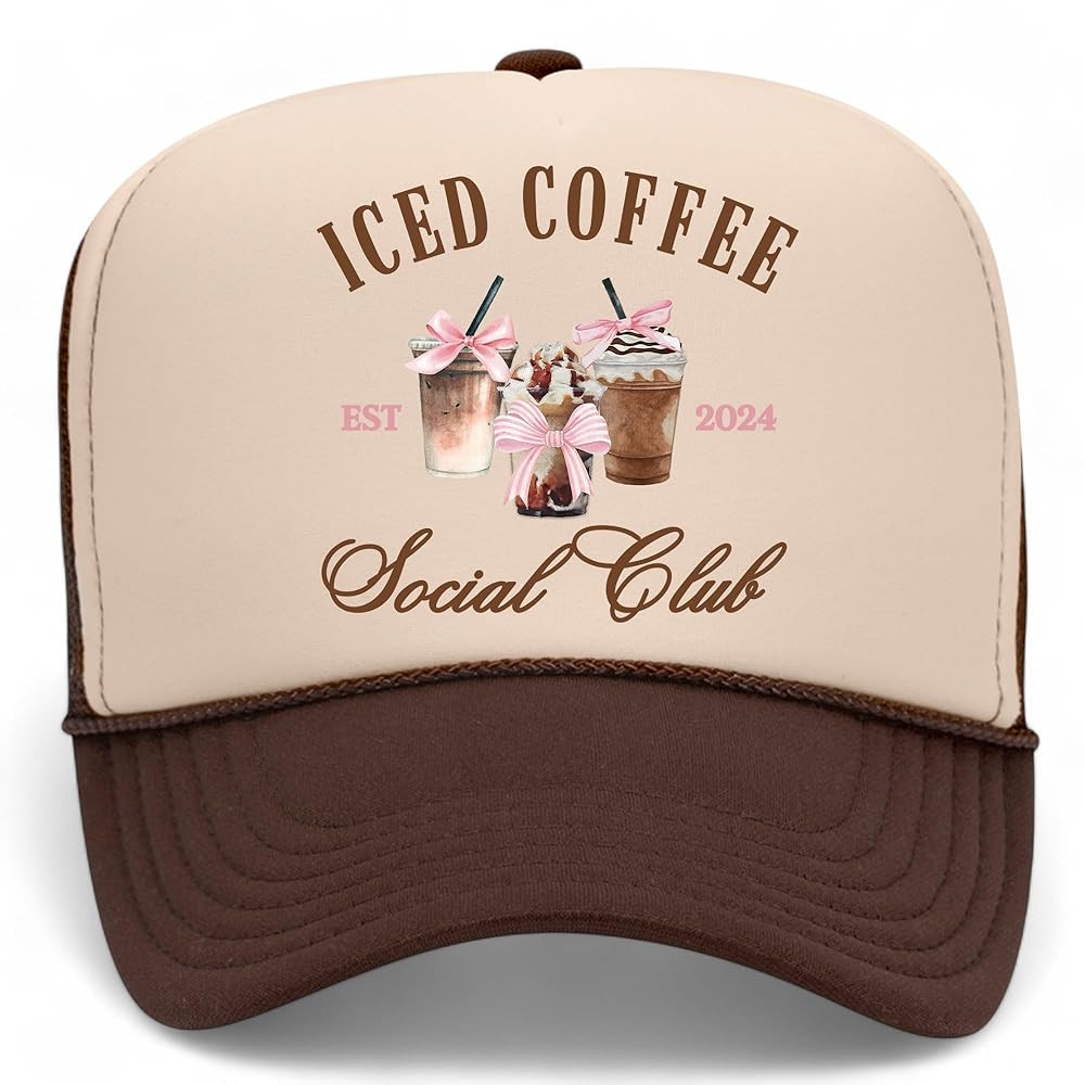 Iced Coffee Social Club Trucker Hat | Espresso Mocha Frap Girly Funny Cute Drinks | Premium Foam ... | Amazon (US)