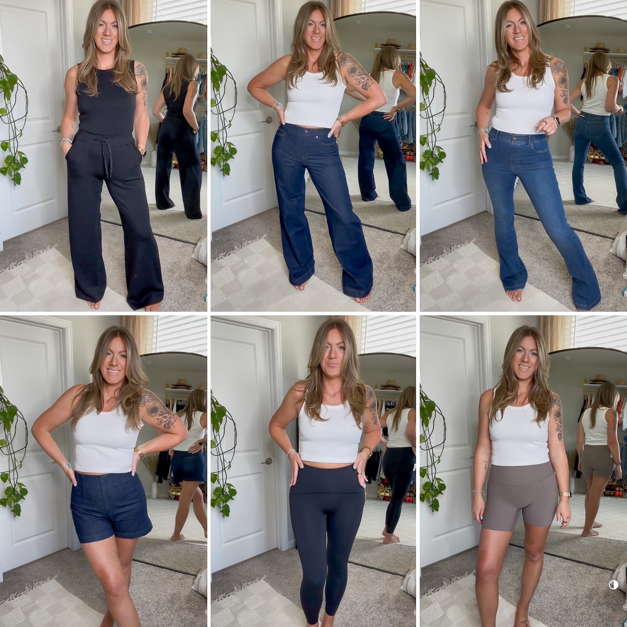 Jumpsuit- medium tall, wide legs jeans - medium tall, large tall may have been better, flare jeans - medium tall, shorts - medium, leggings - large, bike shorts - large 
Code: TOTGSPANX for 15% off new customers 

@spanx #spanxpartner 

#LTKMidsize #LTKOver40