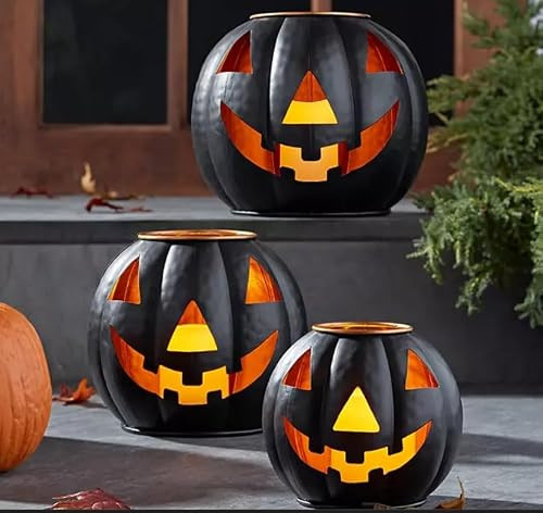 Halloween Lanterns Set of 3 Metal Outdoor Holiday Decor | Amazon (US)