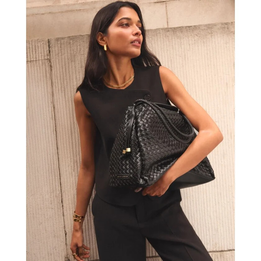 Nova Hand Woven Large Shoulder Bag in Black | Katie Loxton Ltd. (UK)