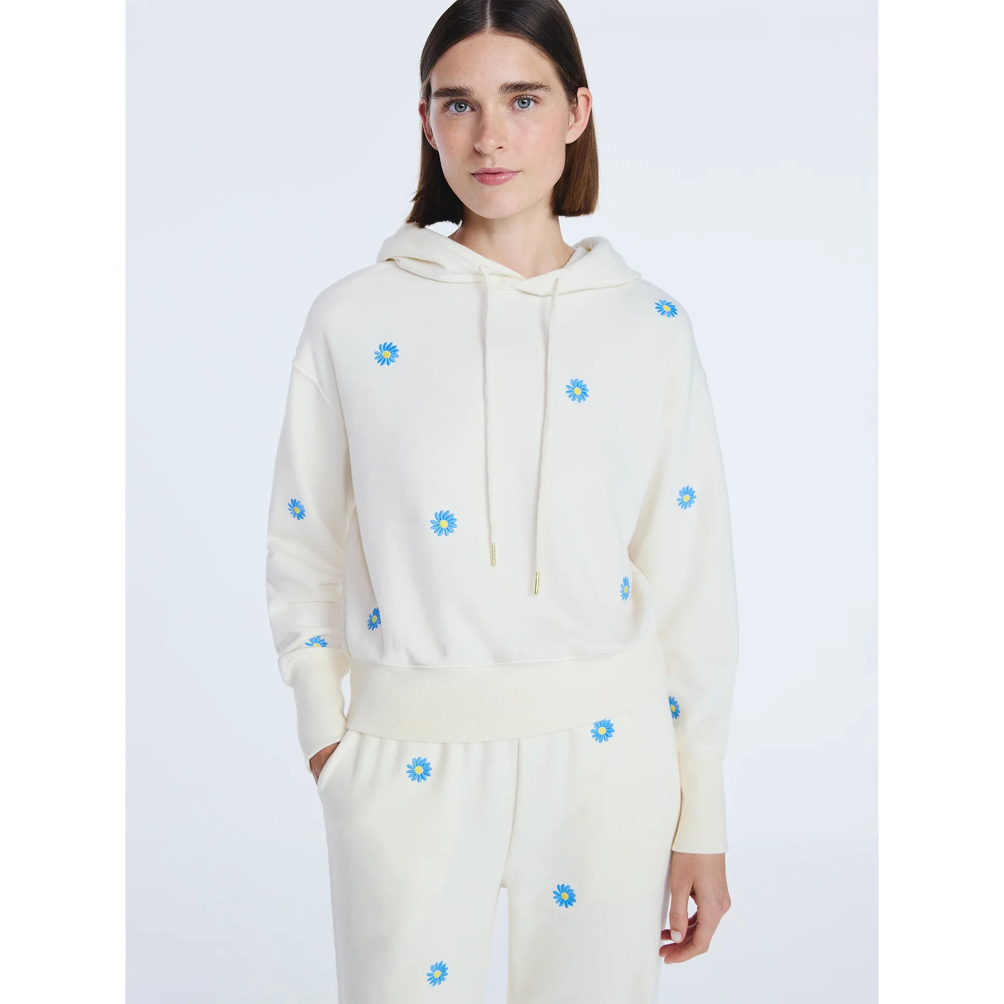 Free Assembly Women’s and Women’s Plus Cropped Embroidered Pullover Hoodie Sweatshirt, Sizes ... | Walmart (US)