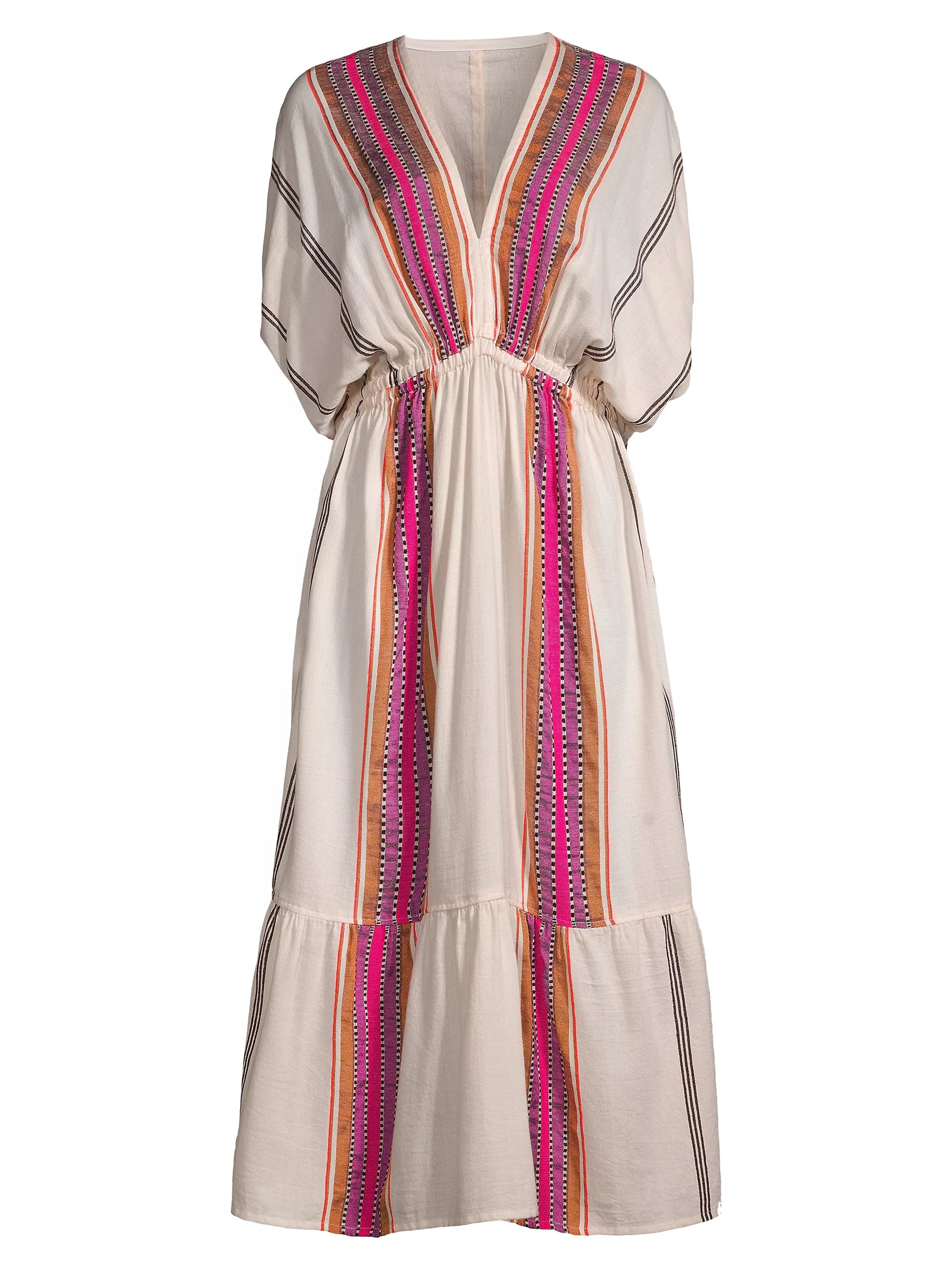 Leila Stripe Woven Plunge Dress | Saks Fifth Avenue